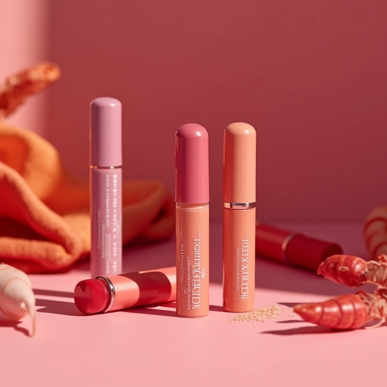 Corretivos coloridos Ruby Rose em uma mesa de maquiagem.