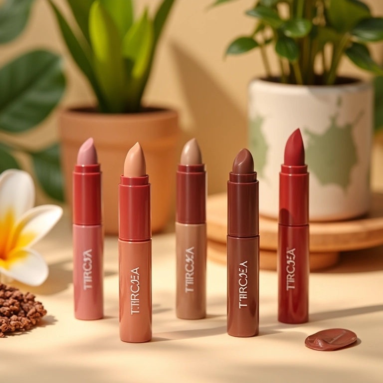 Corretivos coloridos Tracta em uma mesa de maquiagem.