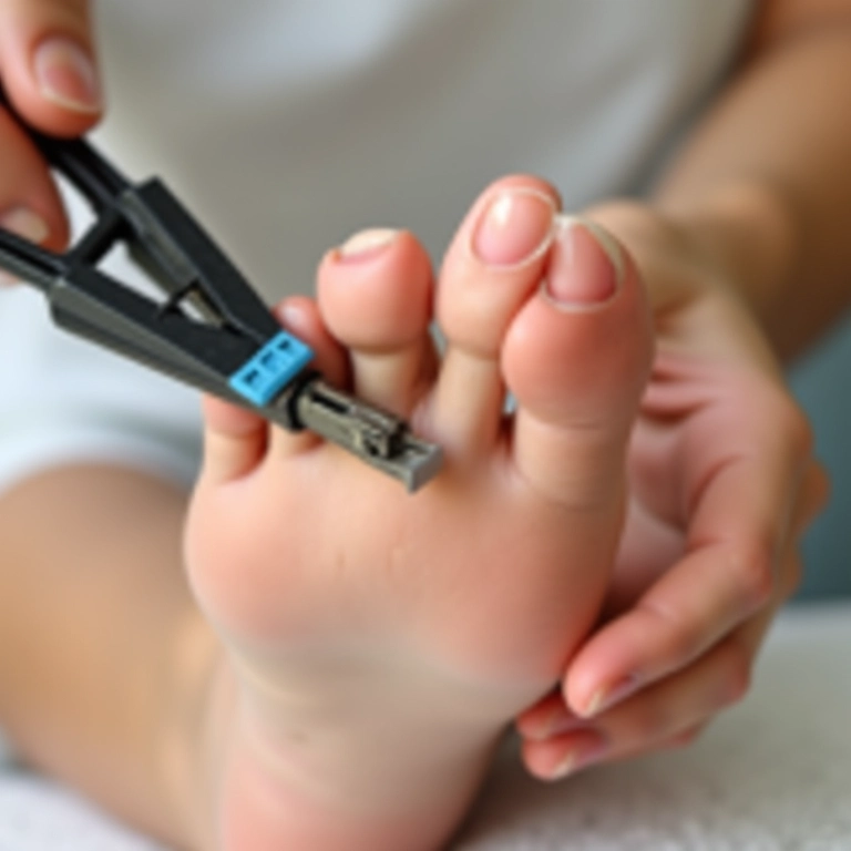 Cortando e lixando as unhas dos pés no tamanho certo.