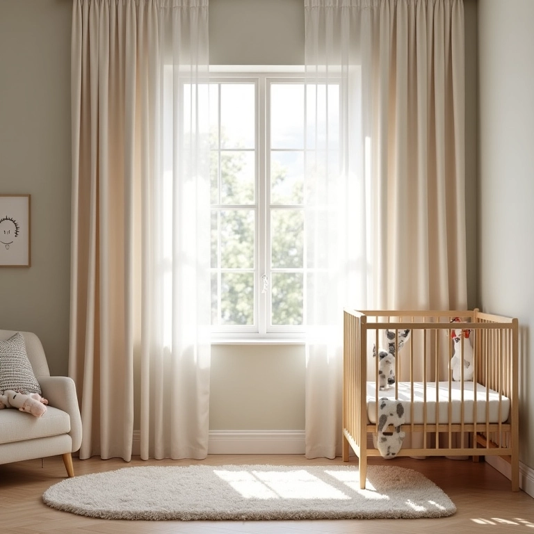 Cortinas com forro em quarto de bebê, versatilidade e conforto.