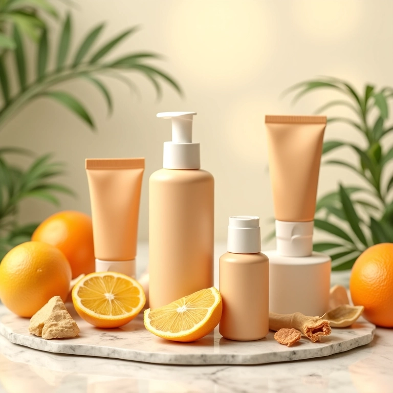 Cosméticos sólidos dispostos com elementos naturais, conceito de slow beauty.