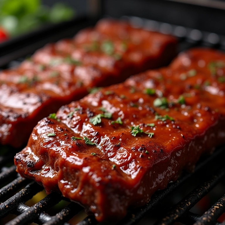 Costelas de porco temperadas com molho barbecue.
