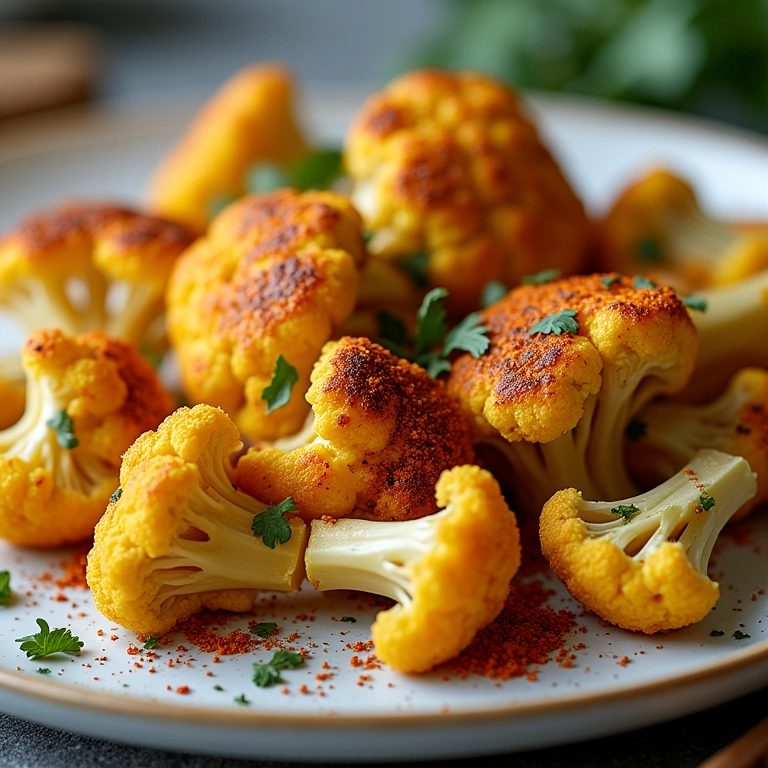 Couve-flor assada com especiarias, uma opção saudável e saborosa.