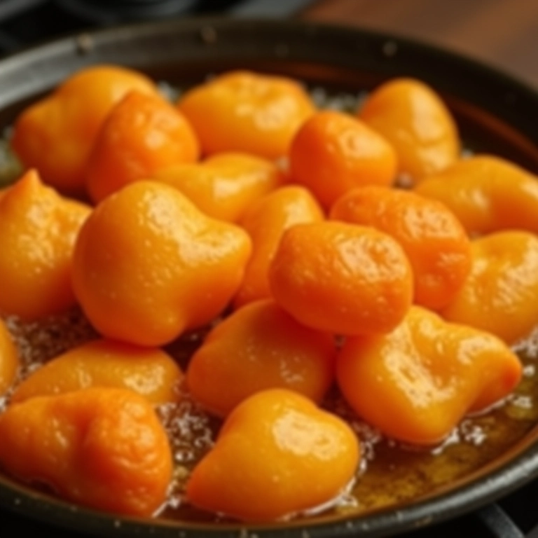 Coxinhas fritando em óleo quente até dourar.