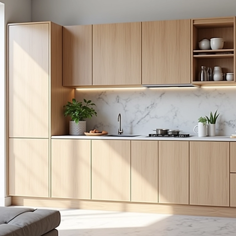 Cozinha escandinava com design minimalista e funcional.