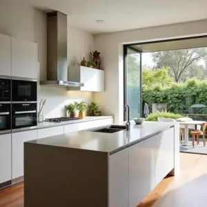 Cozinha moderna brasileira com ilha de Silestone.