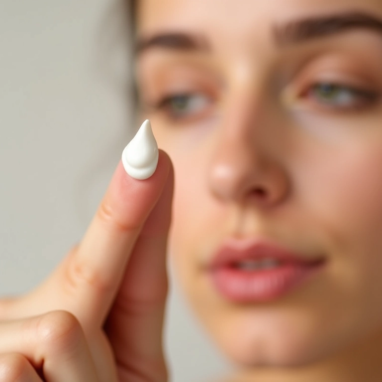 Creme facial comparado ao tamanho de um grão de ervilha.