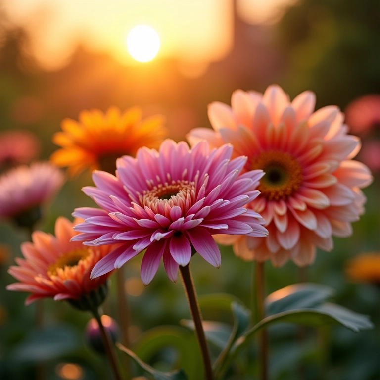 Crisùntemos coloridos em jardim, simbolizando durabilidade e confiança.