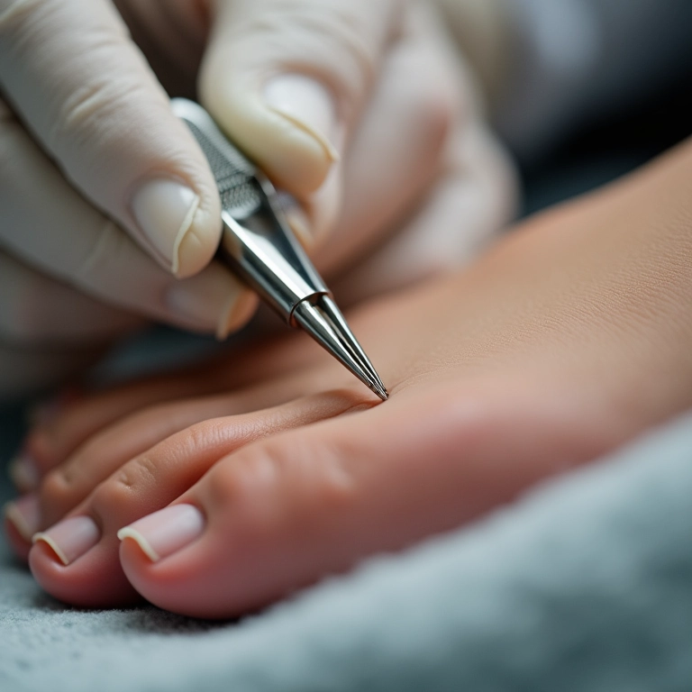 Cuidado com as cutículas dos pés com ferramentas profissionais.