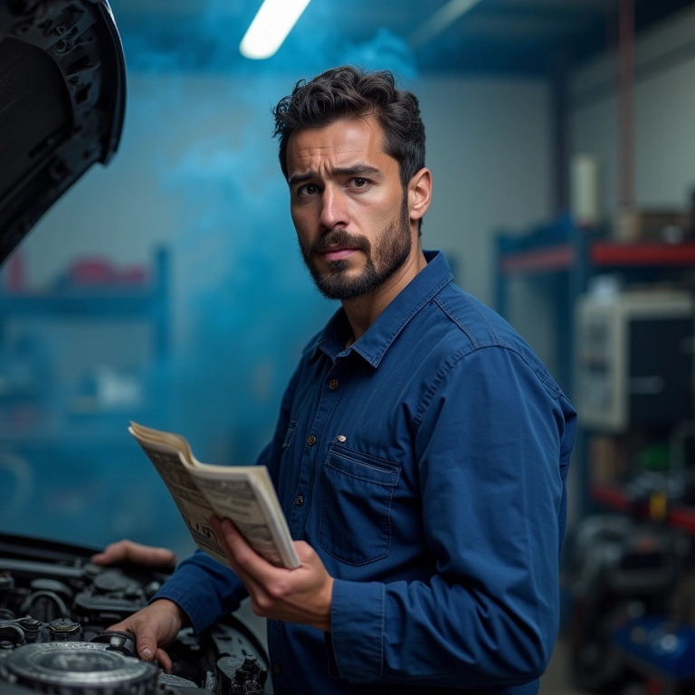 Custo do reparo de motor fumando azul.