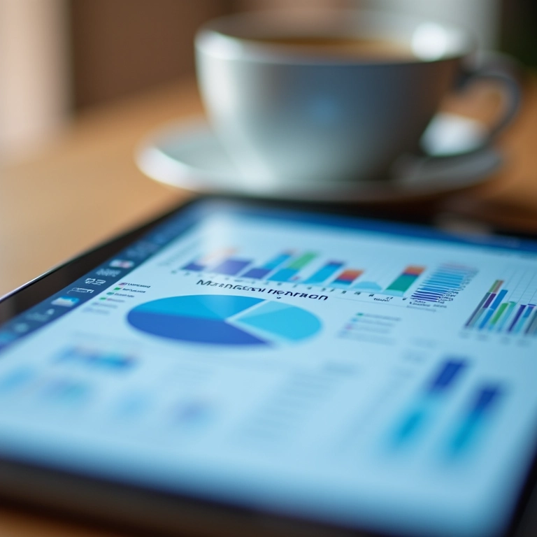 Dados de pesquisa de mercado em um tablet.