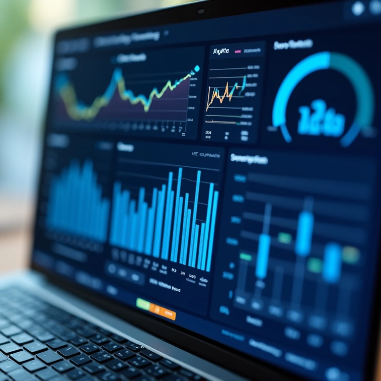 Dashboard com dados analíticos e gráficos.