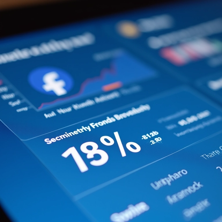 Dashboard com métricas de anúncios do Facebook: alcance, cliques, conversões.