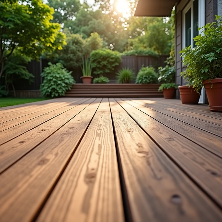 Deck externo com piso de ripado de WPC (Wood Plastic Composite).