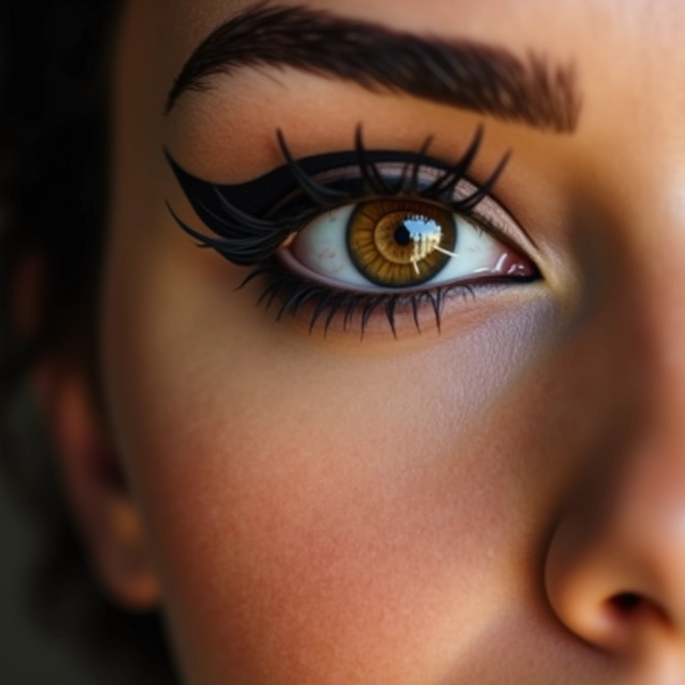 Delineado perfeito em olhos grandes de mulher brasileira.