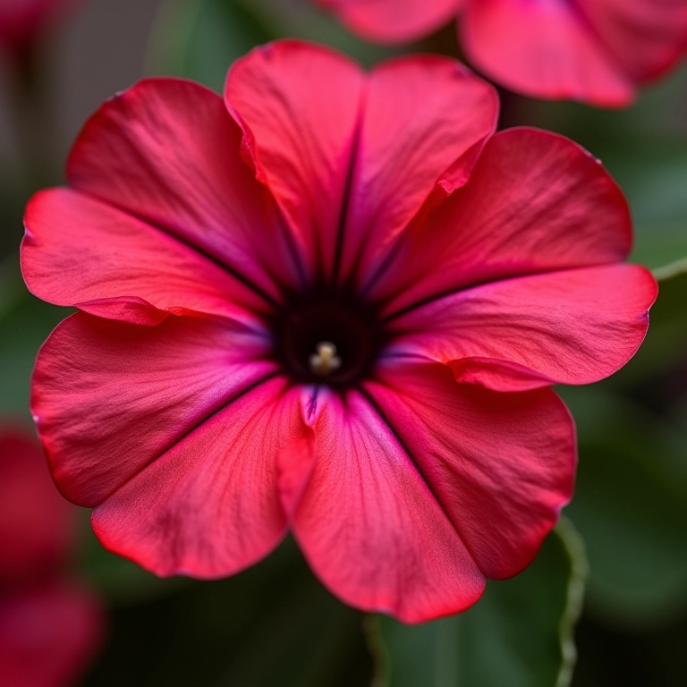 Detalhe das pétalas de impatiens, mostrando as marcas.