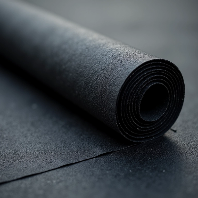 Detalhe de rolo de manta asfáltica tipo I com especificações técnicas.