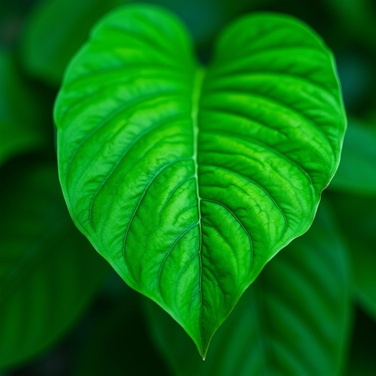 Detalhe de uma folha de Calathea com padrões intricados.