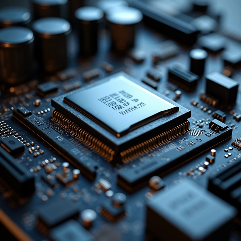 Detalhe de uma placa-mãe com o chipset e a palavra 'driver' em destaque.