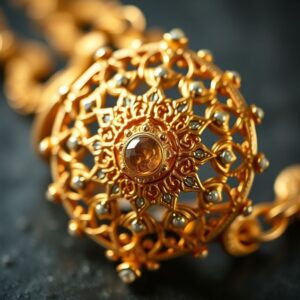 Porque O Ouro É Tão Valioso Raridade Brilho E História Detalhe deslumbrante de joias de ouro, realçando seu brilho e história.