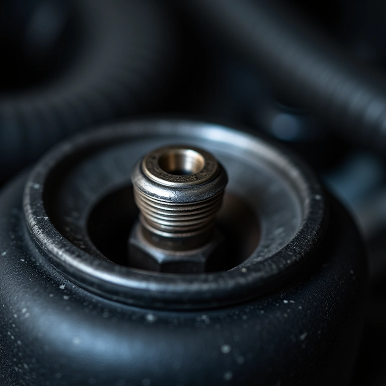 Detalhe do bujão de dreno do cárter durante a troca de óleo.