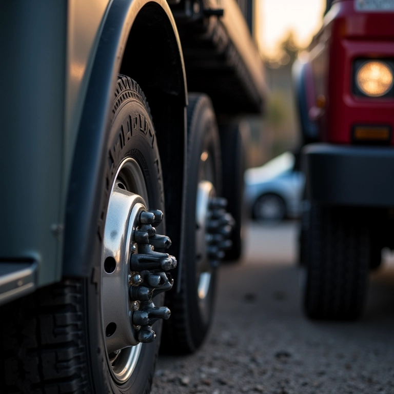 Detalhe do gancho do guincho na roda do carro.