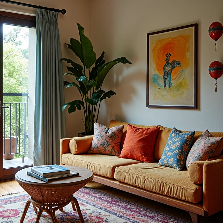 Detalhes encantadores na decoração da sala e varanda.