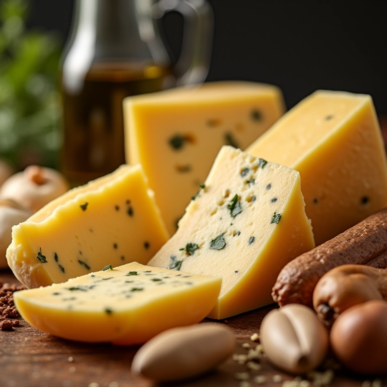 Detalhes que fazem a diferença em uma delicatessen: textura de queijo artesanal, azeite e especiarias.