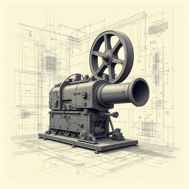 Diagrama de um cinematógrafo vintage.