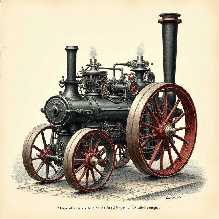 Diagrama de um motor a combustão antigo.