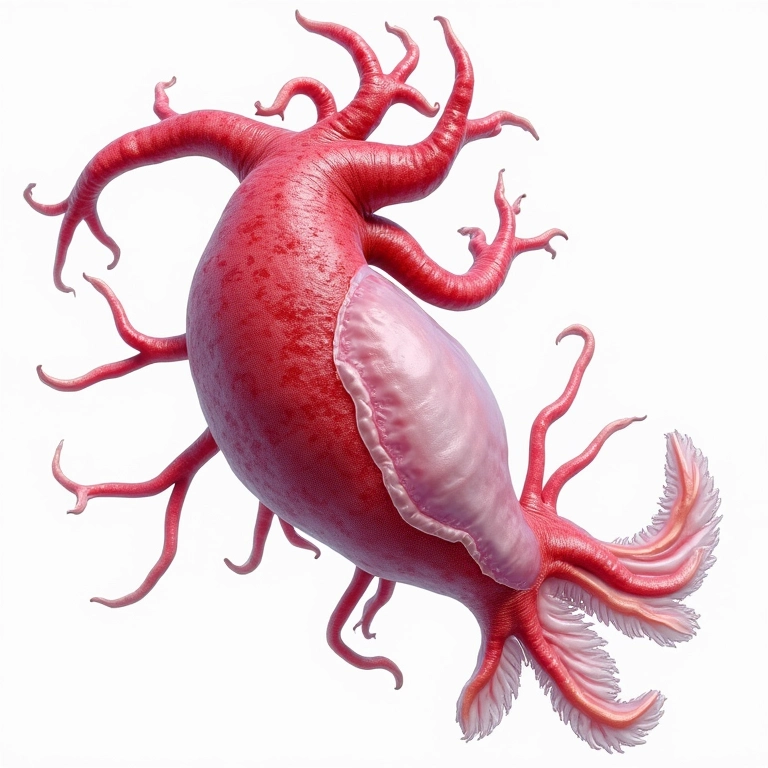 Diagrama do coração sistêmico da lula distribuindo sangue oxigenado.