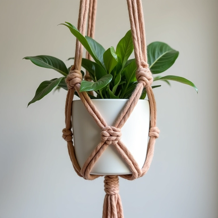 Dicas extras para um macramê perfeito: nós bem feitos e espaçamento uniforme.