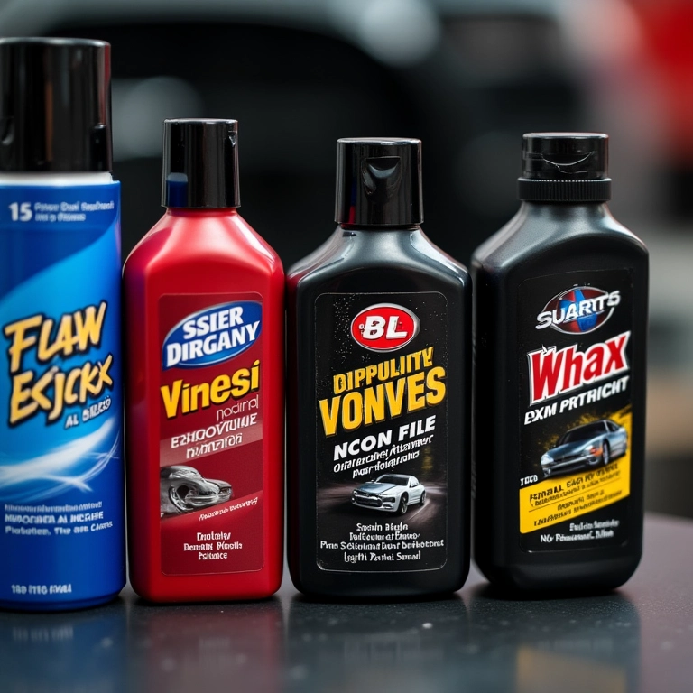 Diferentes ceras para carro com preços variados, uma delas destacada como melhor custo-benefício.
