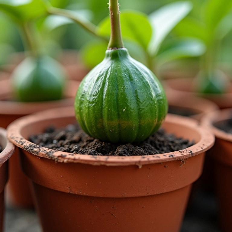 Diferentes materiais de vasos para cultivo de figo.