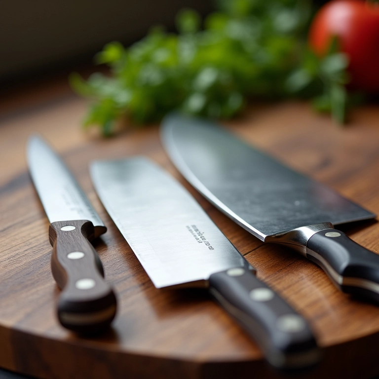 Diferentes tipos de facas para cortar legumes.