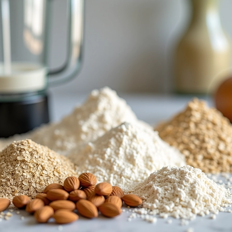 Diferentes tipos de farinha para a massa da torta.