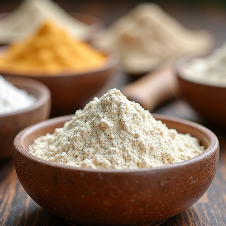 Diferentes tipos de farinhas sem glúten.