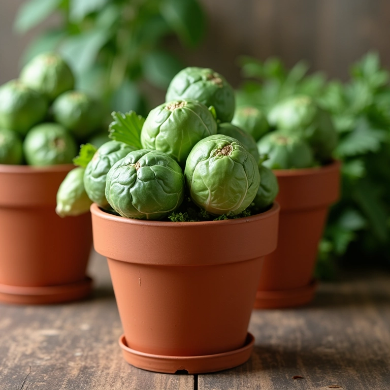 Diferentes tipos de vasos para plantar couve de bruxelas.