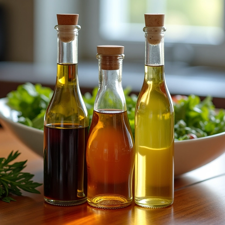 Diferentes tipos de vinagre para molho vinagrete.