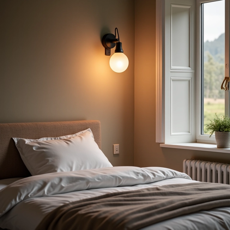 Dimmer controlando a intensidade da luz no quarto.