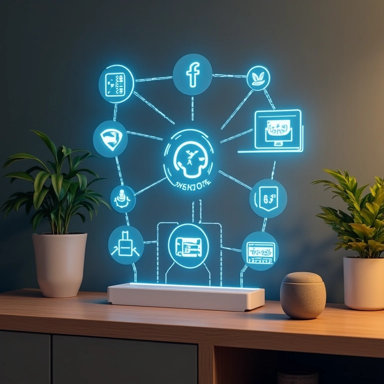 Dispositivos domésticos conectados por 5G, mostrando o ecossistema IoT.
