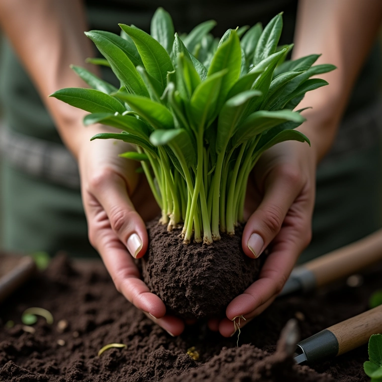 Divisão de touceiras de Singônio.