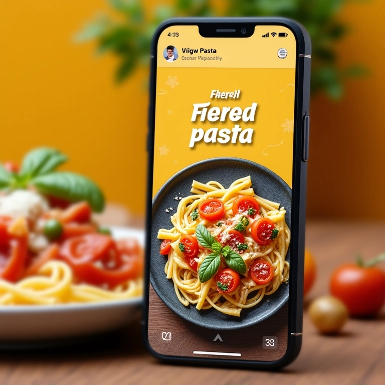 Divulgação de massas frescas em redes sociais.