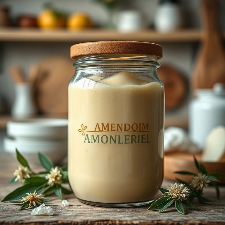 Doce de amendoim com leite condensado em um pote de vidro, visual apetitoso.