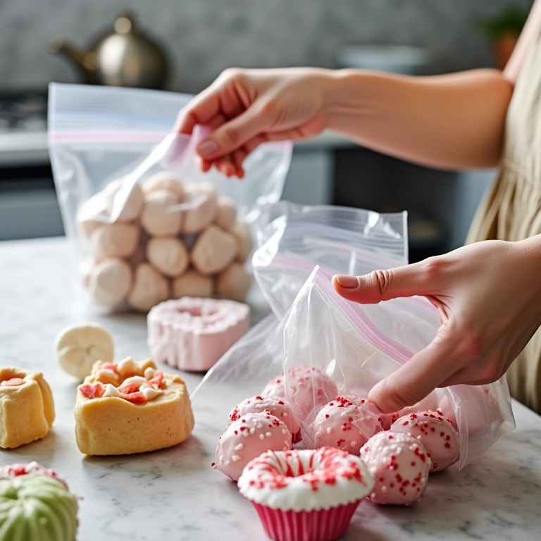 Doces sendo preparados para congelamento.