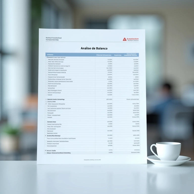Documento de balanço patrimonial com seções destacadas.