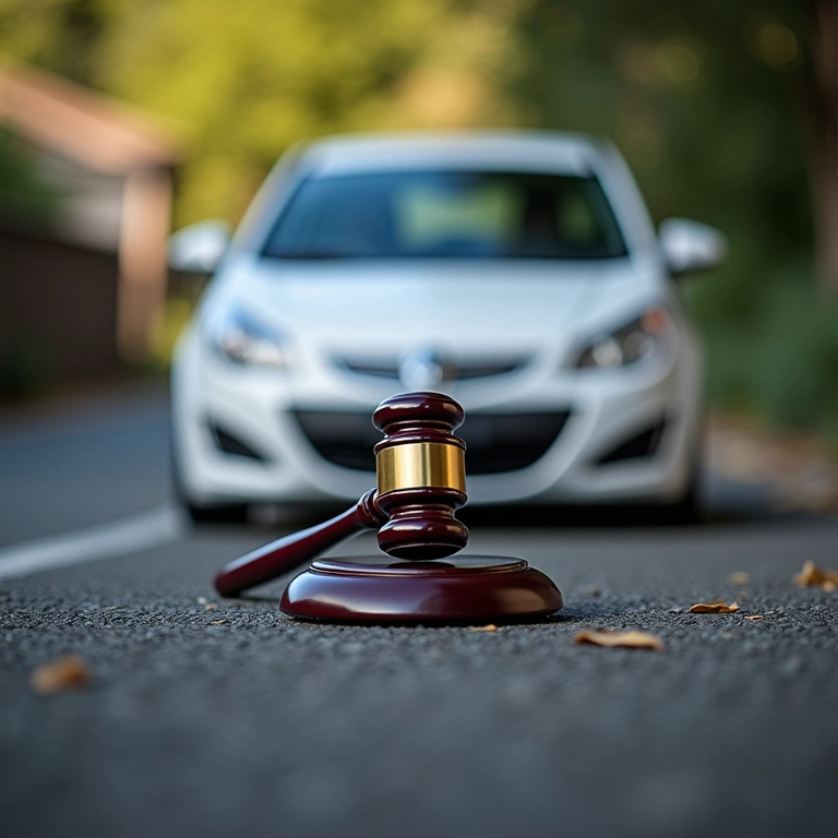 Documento legal sobre crime ambiental, carro ao fundo.