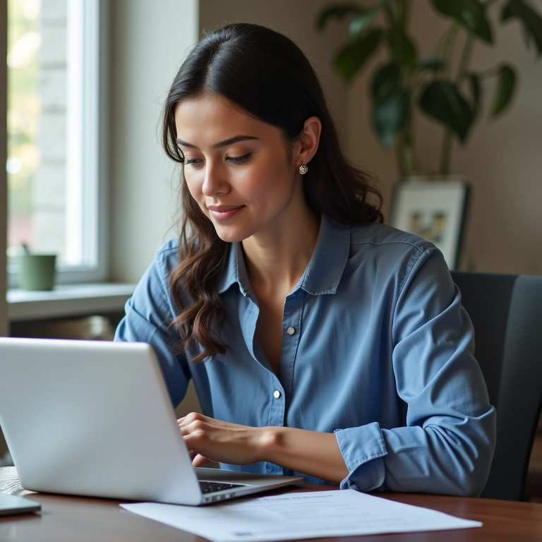 Doula analisando códigos CNAE em seu escritório.