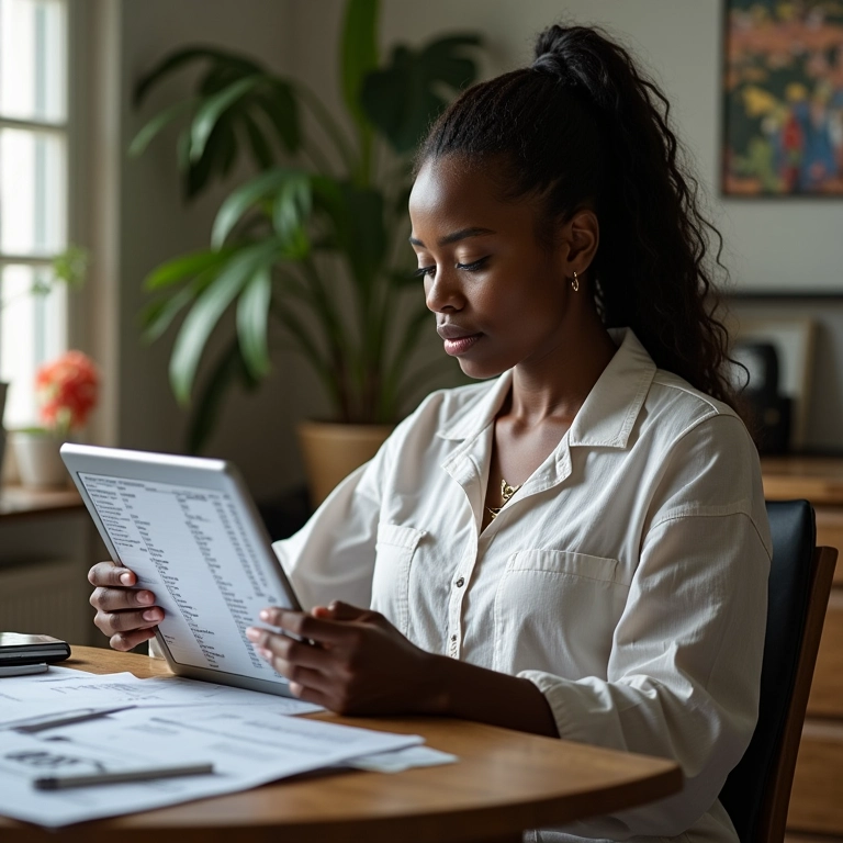 Doula usando planilha para controle financeiro como MEI.