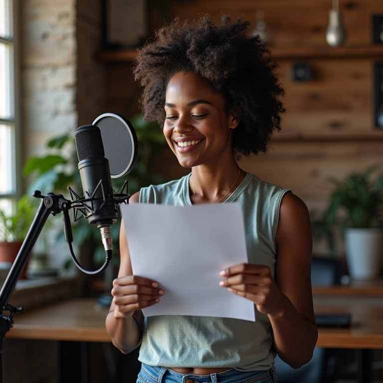 Dublador brasileiro grava em estúdio caseiro.